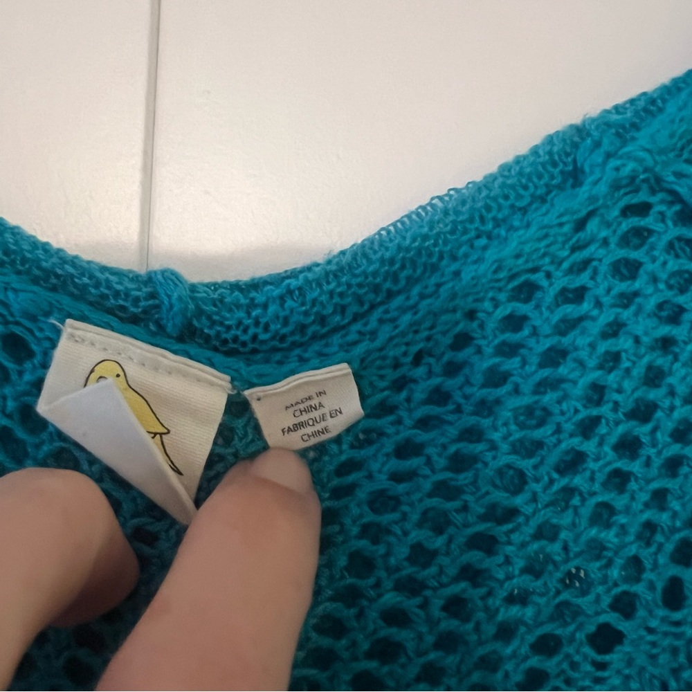 ⭐️ Anthropologie Vibrant Teal Knit Hooded Sweater - Picture 4 of 5